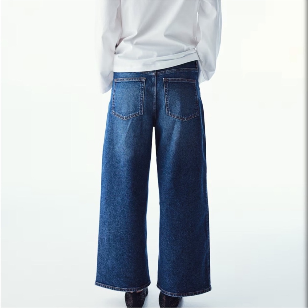 H&M Wide Leg Full Length Fit Dark Blue Jeans